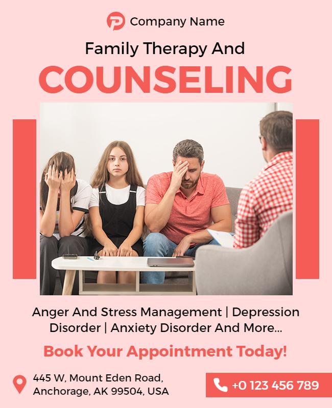 Family Counseling and Therapy Services Flyer Template