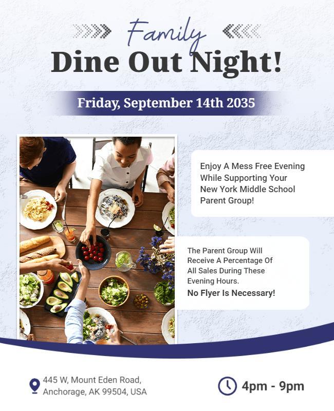 Family Dine Out Fundraiser Event Flyer Template