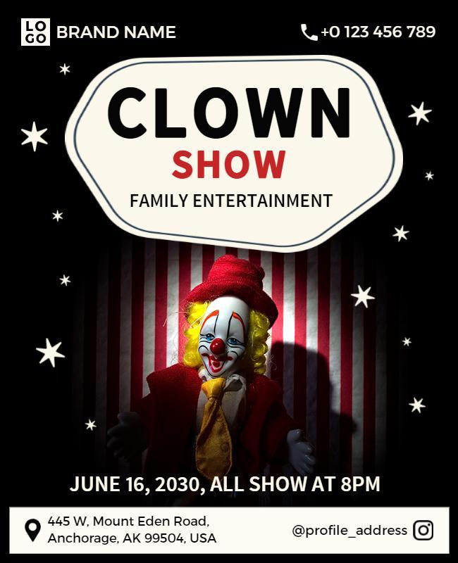 Family Entertainment Clown Show Flyer Template