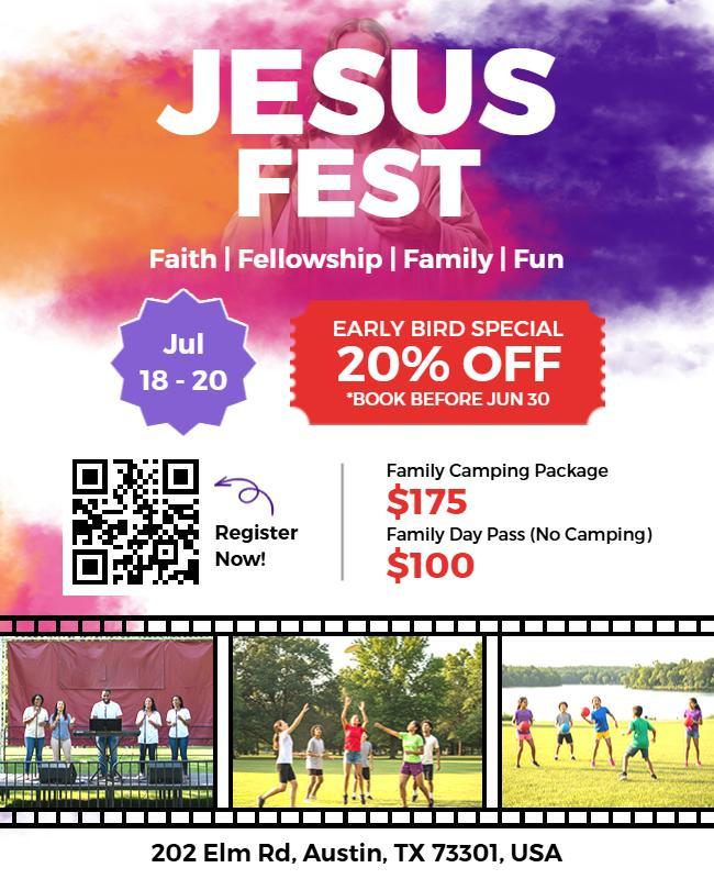 Family Faith Jesus Festival Event Flyer Template