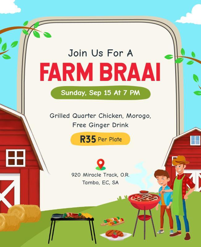 Family Farm Braai Event Flyer Template