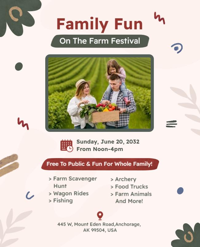 Family Farm Festival with Fun Activities Flyer Template