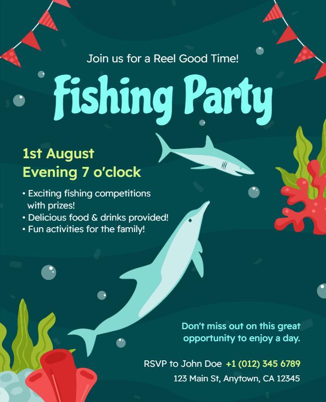 Family Fishing Party Event Flyer Template