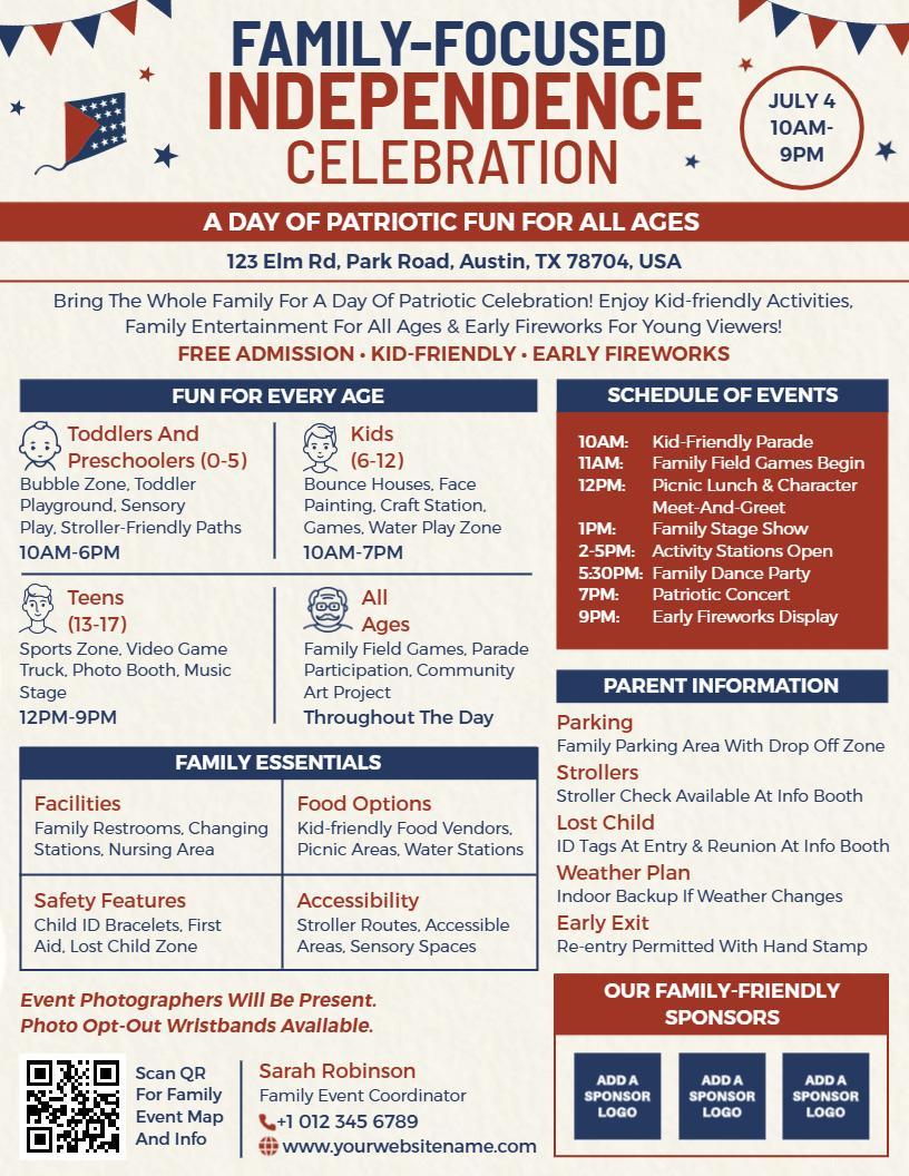 Family-Focused Independence Celebration Flyer Template