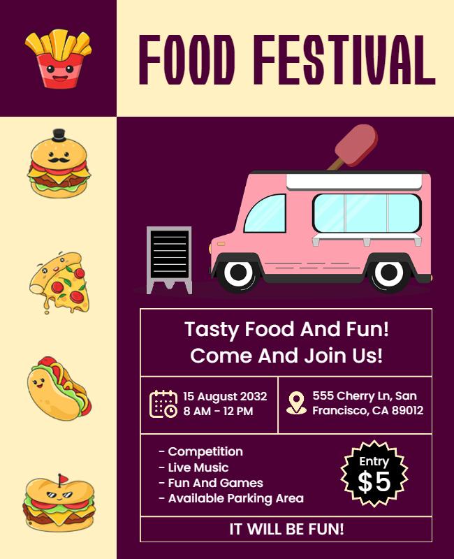 Family Food Festival Event Flyer Template