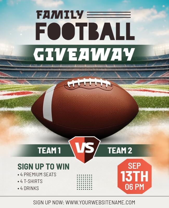 Family Football Game Giveaway Event Flyer Template