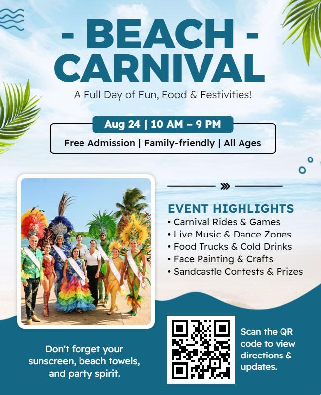 Family-Friendly Beach Carnival Event Flyer Template