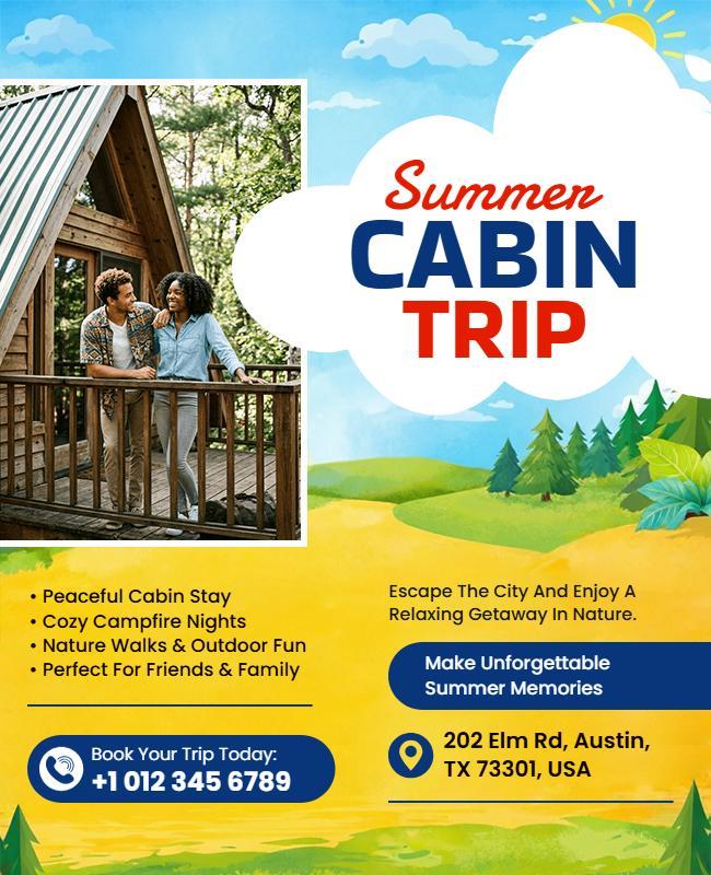 Family-Friendly Cabin Trip Summer Flyer Template