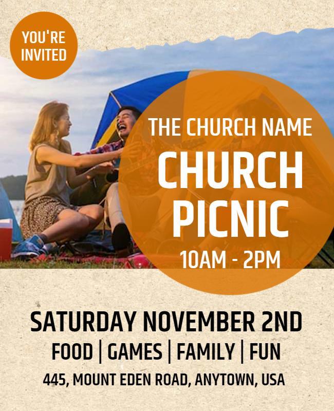 Family Friendly Church Picnic Event Flyer Template