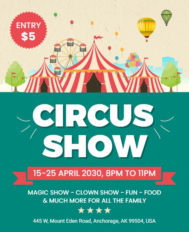 Family Friendly Circus Event Flyer Template