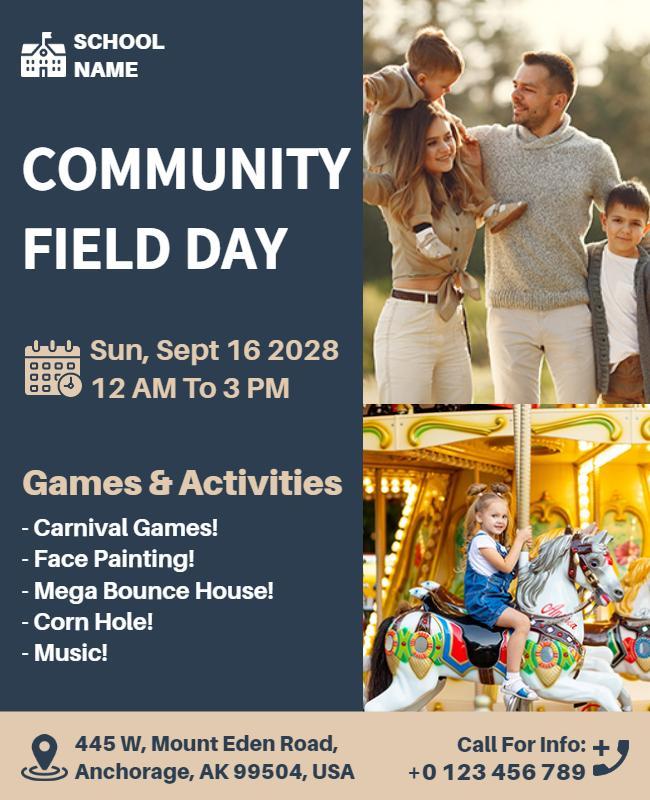 Family Friendly Community Field Day Event Flyer Template