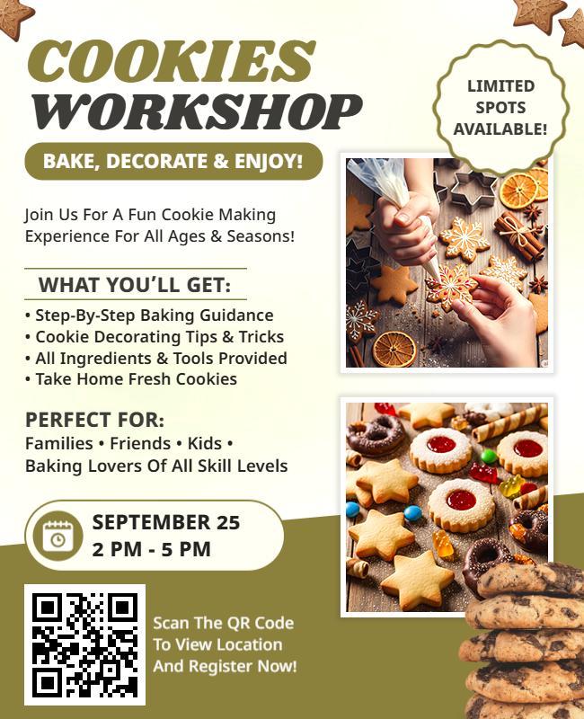 Family-Friendly Cookie Workshop Event Flyer Template