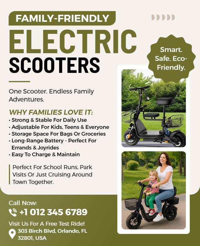 Family-Friendly Electric Scooters Promotional Flyer Template