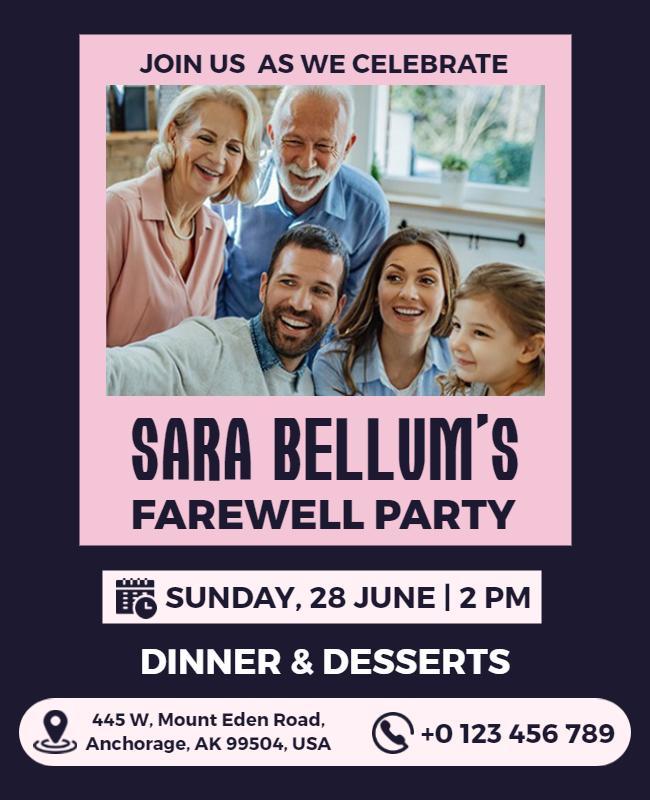 Family Friendly Farewell Party Flyer Template