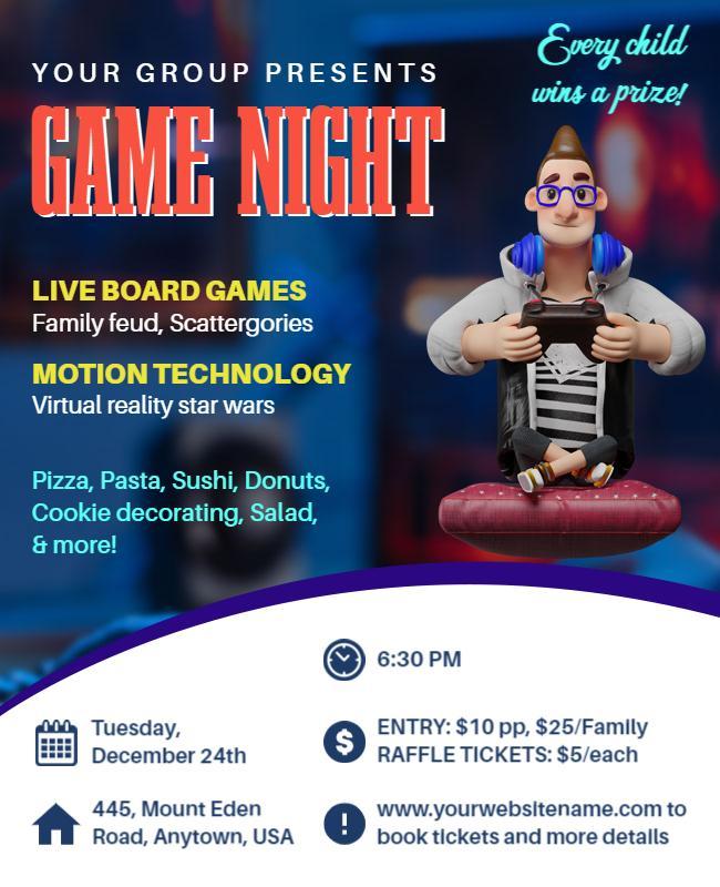 Family Friendly Game Night Event Flyer Template