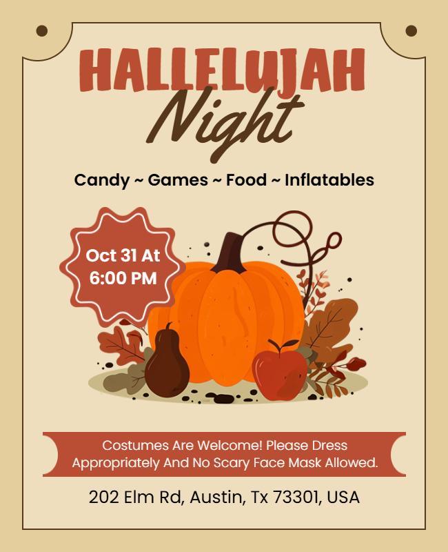 Family-Friendly Hallelujah Night Event Flyer Template