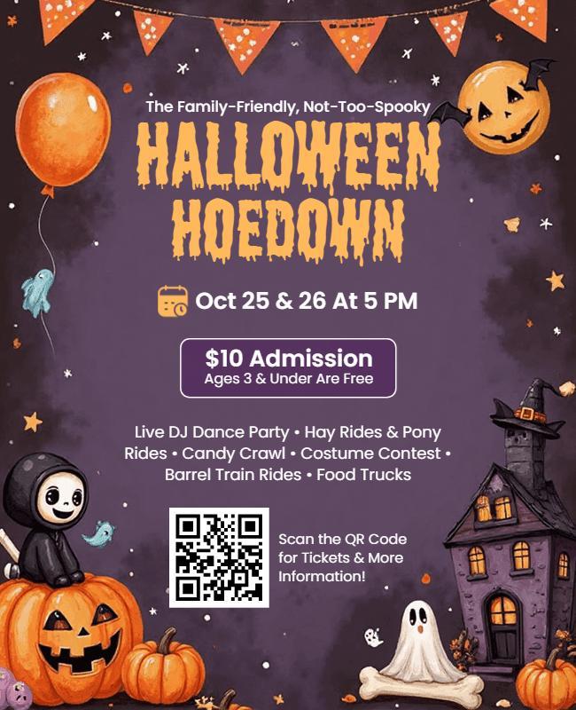 Family-Friendly Halloween Hoedown Event Flyer Template
