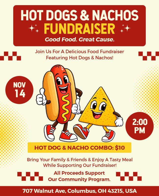 Family Friendly Hot Dogs and Nachos Fundraiser Flyer Template