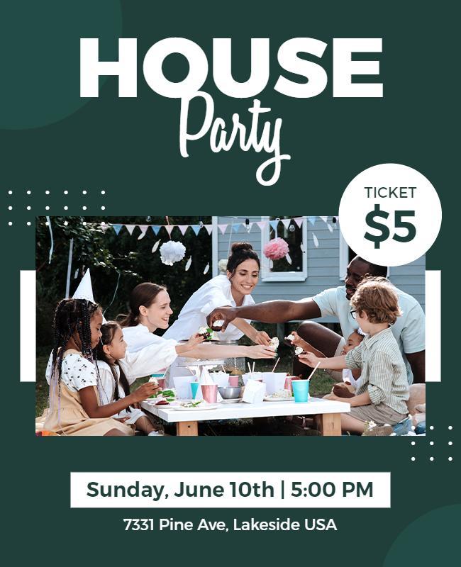 Family Friendly House Party Invitation Flyer Template