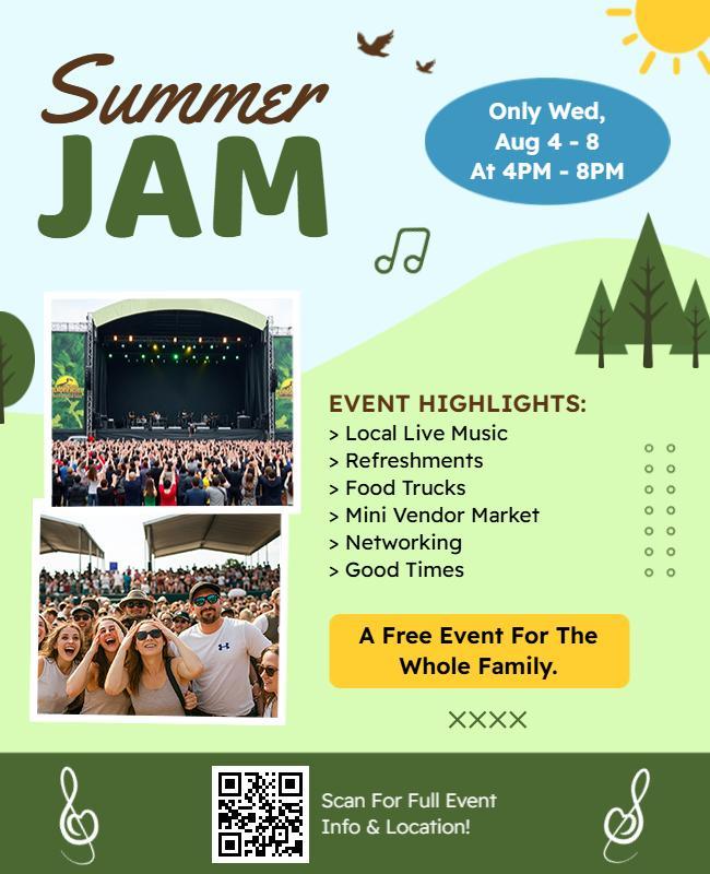 Family-Friendly Summer Jam Music Event Flyer Template