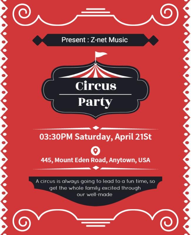 Family Fun Circus Party Flyer Template