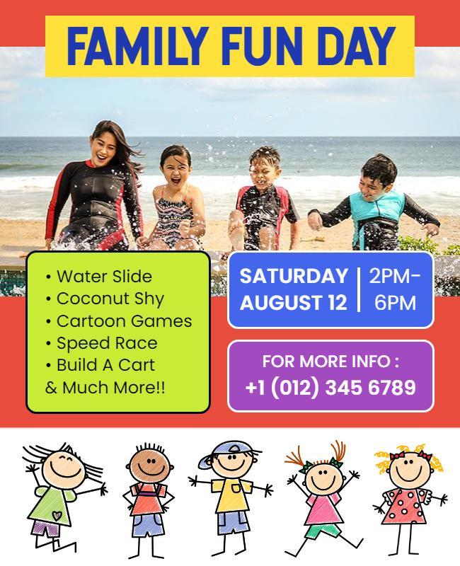 Family Fun Day Beach Activities Flyer Template