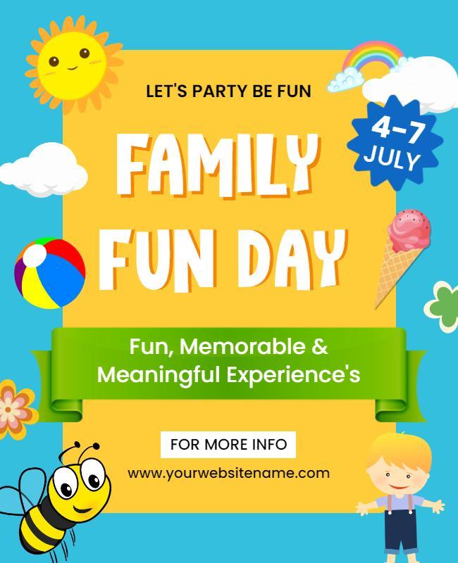 Bright Playful Family Fun Day Celebration Flyer Template