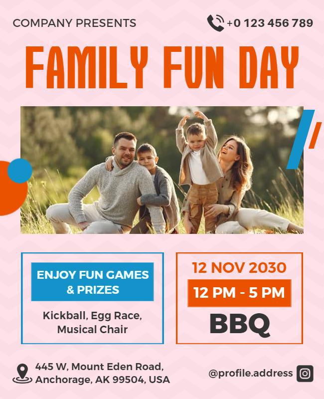 Joyful Family Fun Day with Games and BBQ Flyer Template