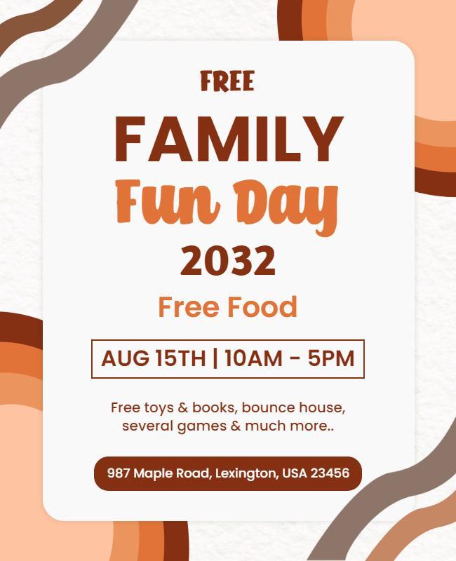 Playful Earth Toned Family Fun Day Flyer Template