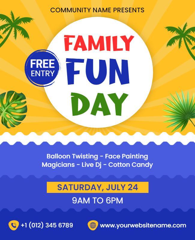 Vibrant Tropical Family Fun Day Festival Flyer Template