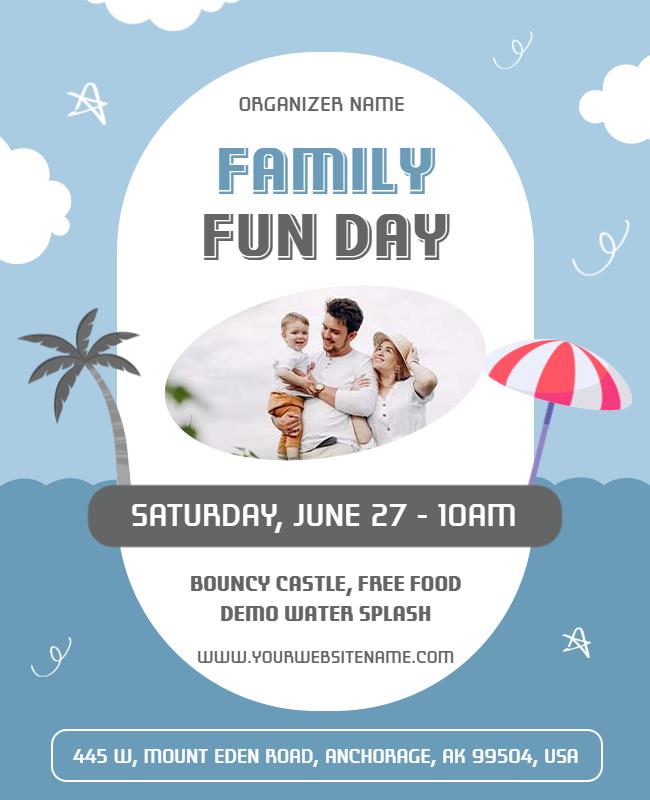 Cheerful Blue Family Fun Day Celebration Flyer Template