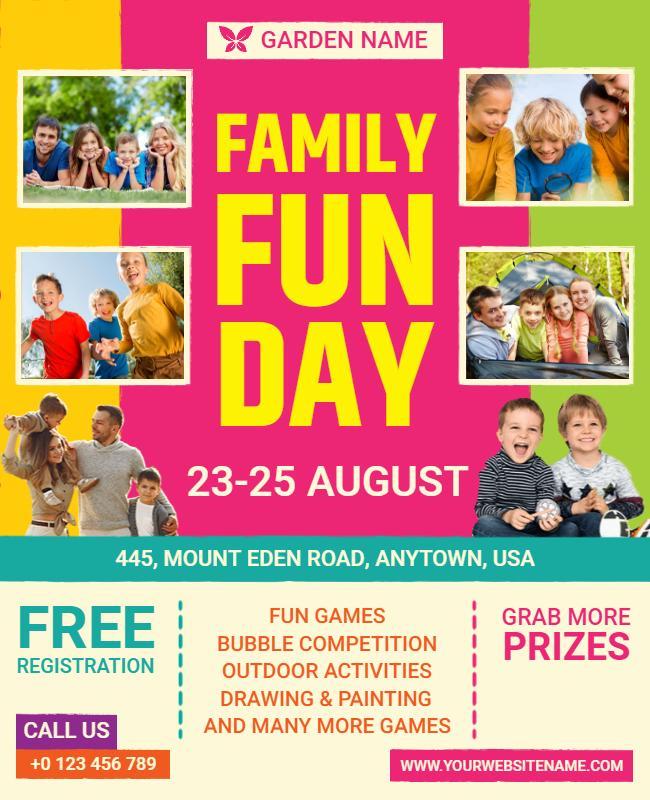 Colorful Family Fun Day Outdoor Activities Flyer Template