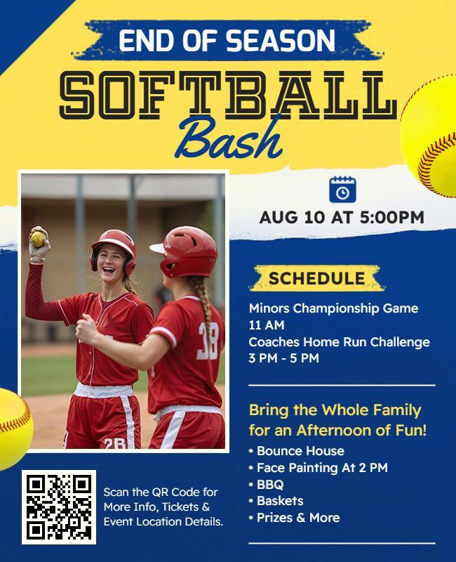 Family Fun End of Season Softball Bash Flyer Template