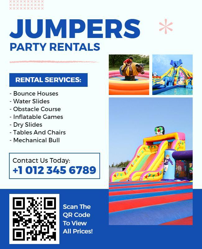 Family Fun Jumper Party Rentals Advertisement Flyer Template