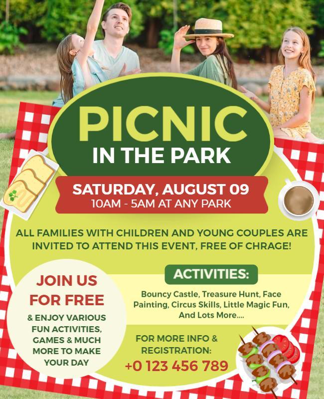 Family Fun Picnic in the Park Flyer Template