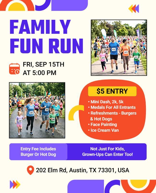Family Fun Run Event Poster Template