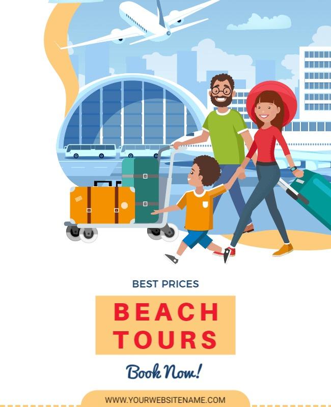 Family Fun Summer Beach Tours Travel Poster Template