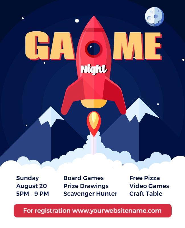 Fun Rocket-Themed Game Night Flyer Template