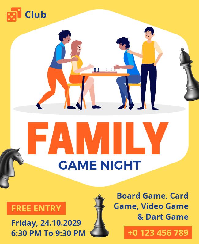 Family Game Night Event Flyer Template