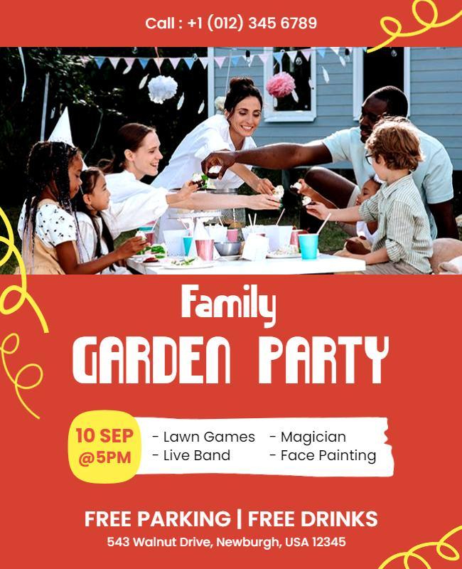 Family Garden Party Event Flyer Template