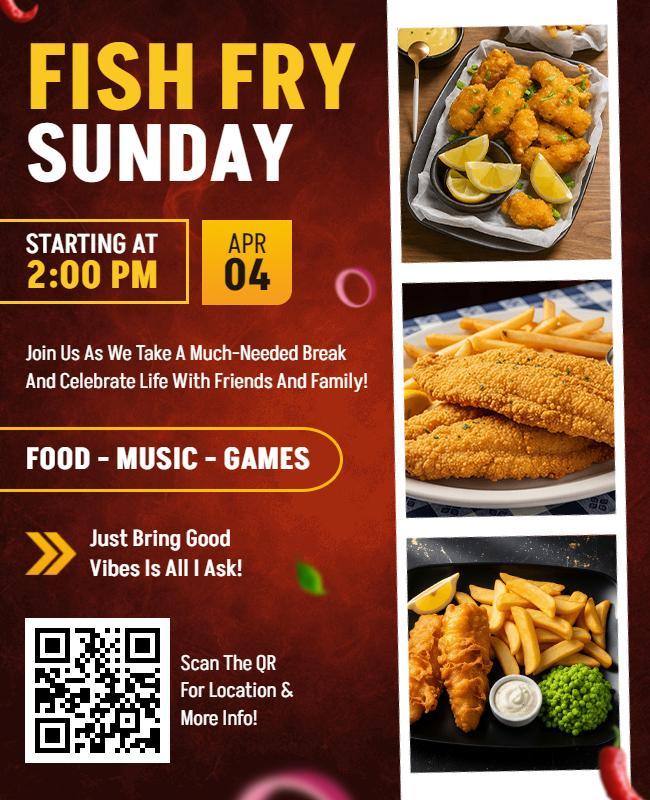 Family Gathering Fish Fry Sunday Flyer Template