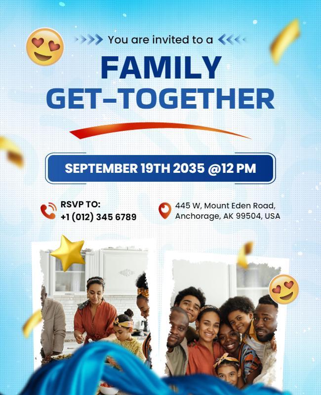 Family Get Together Event Invitation Flyer Template