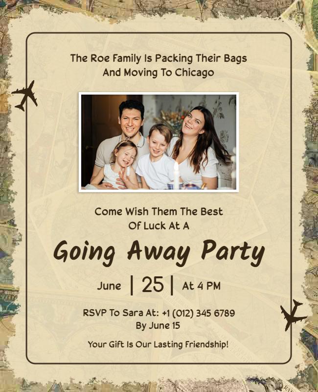 Family Going Away Party Announcement Flyer Template