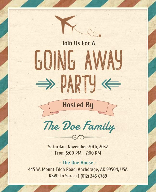 Family Going Away Party Invitation Flyer Template