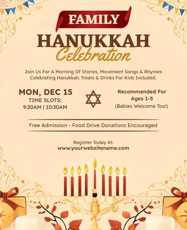 Family Hanukkah Celebration Event Flyer Template