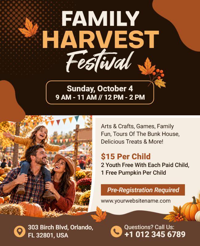 Family Harvest Festival Celebration Flyer Template