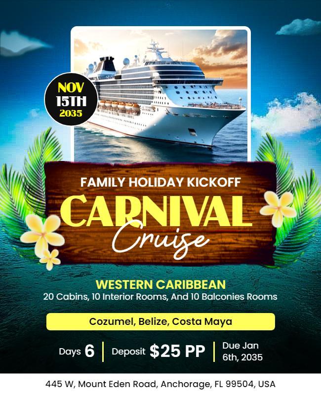 Family Holiday Caribbean Cruise Flyer Template