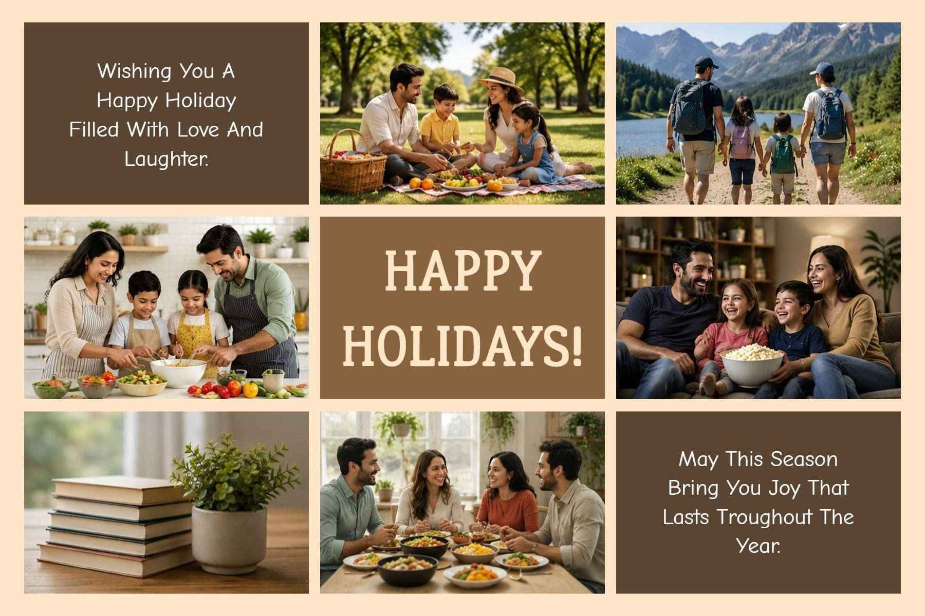 Family Holiday Celebration Collage Postcard Template