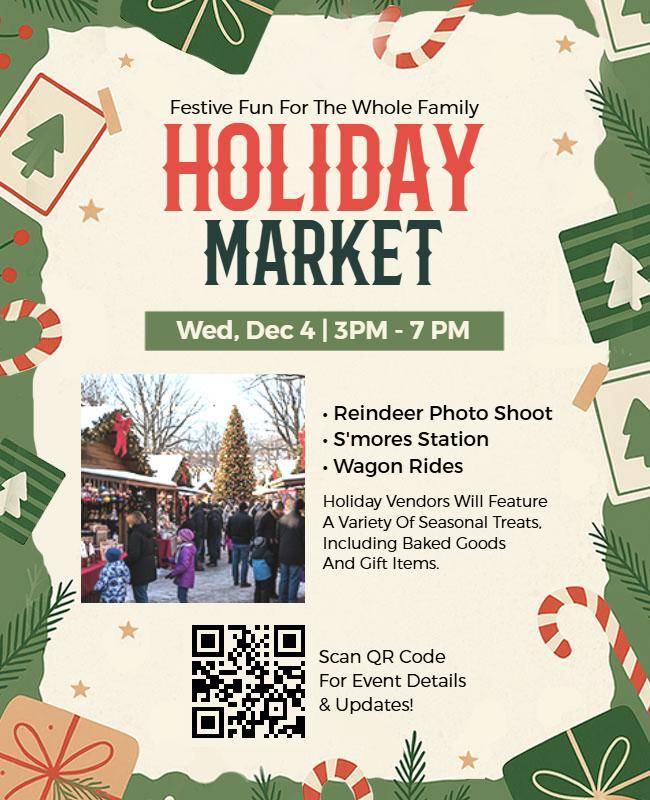 Family Holiday Market Event Flyer Template