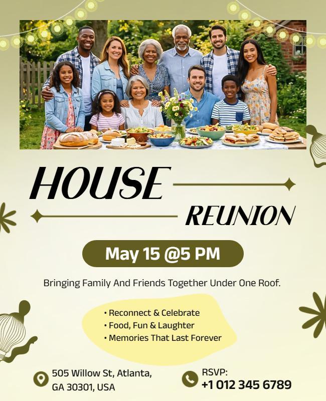 Family House Reunion Event Poster Template
